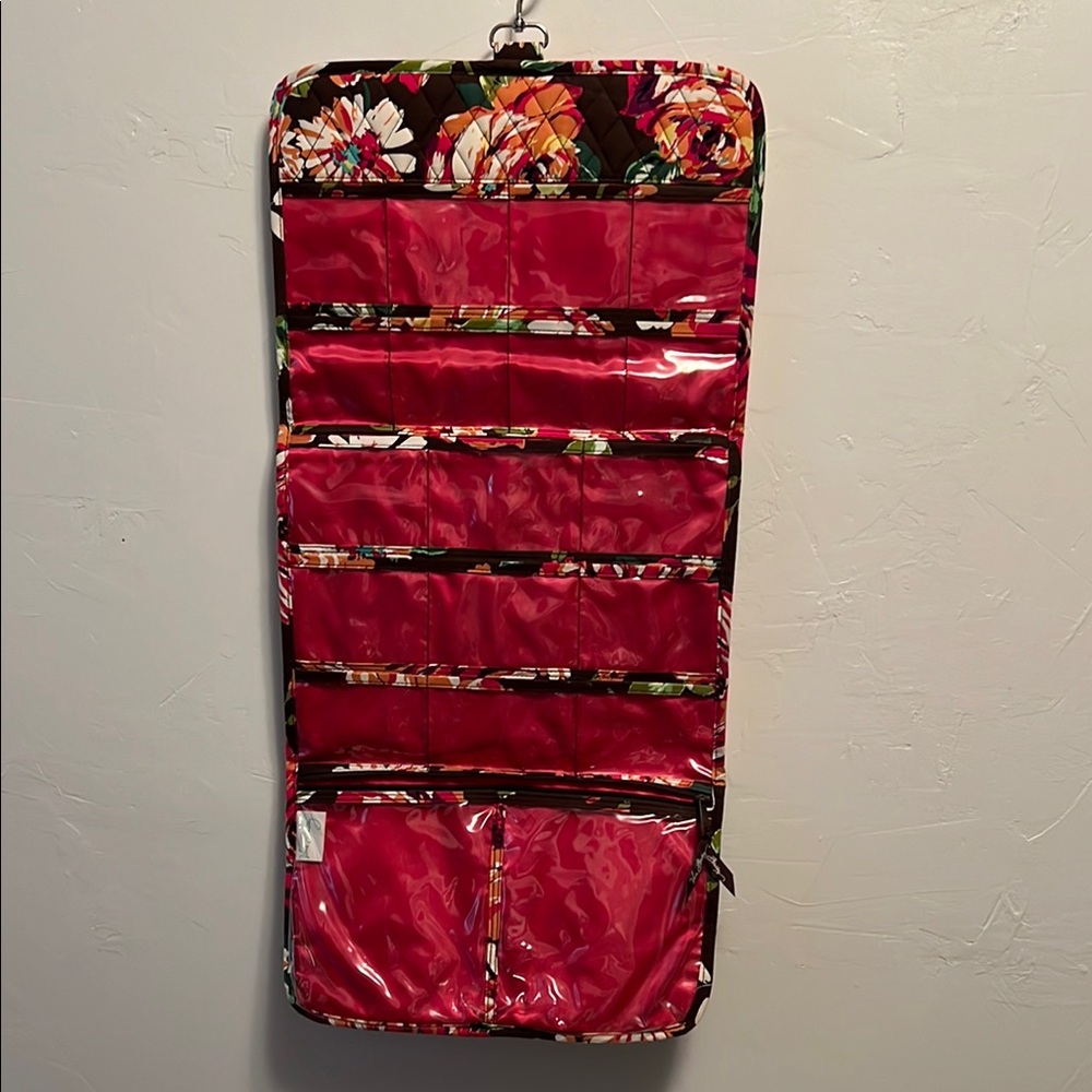 Vera Bradley Pink and Brown Hanging Cosmetic Bag Organizer
